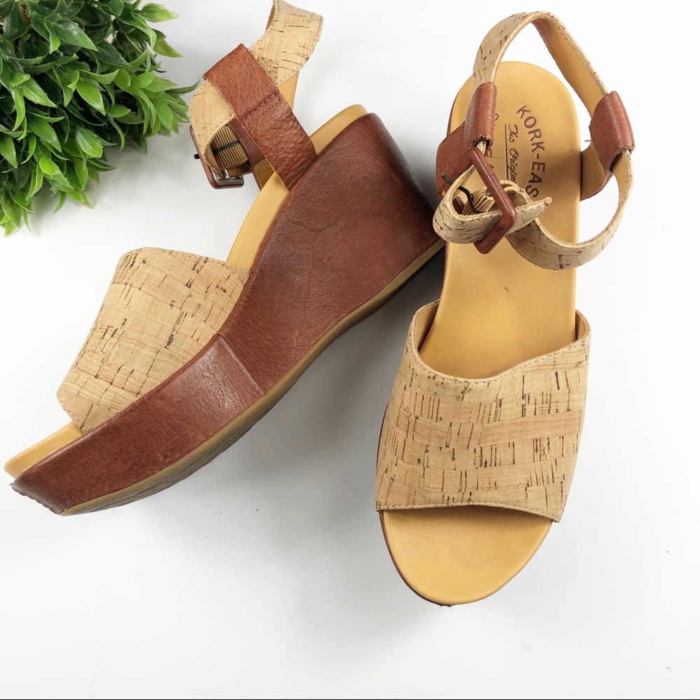 Kork Ease Keirn Leather Cork Wedge Sandals